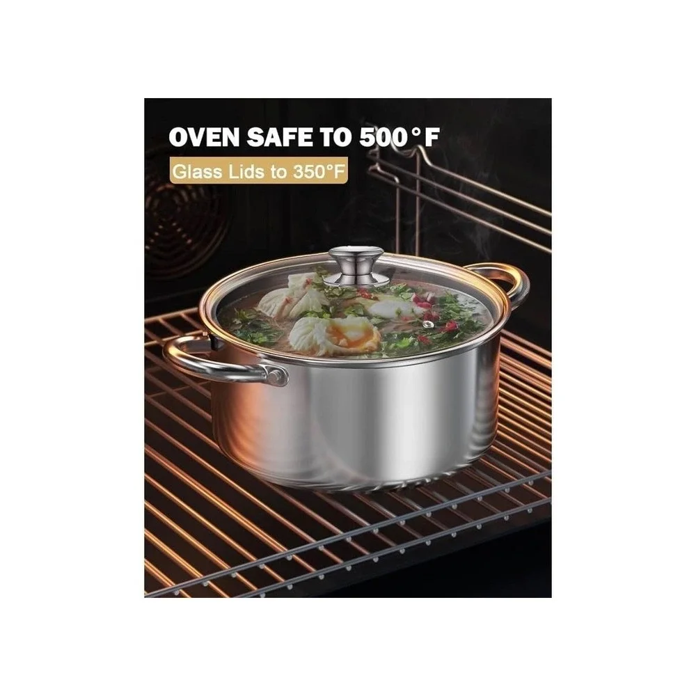 Cook N Home 8 QT Stainless Steel Pasta Stockpot Steamer Insert Lid Induction Set
